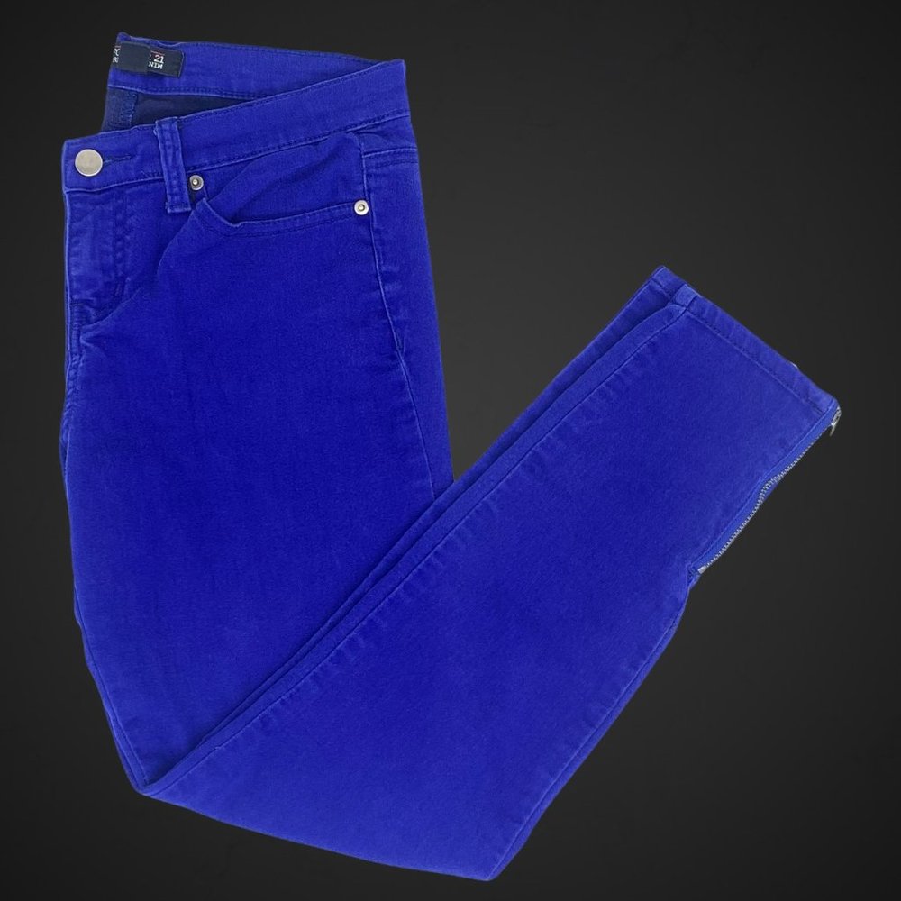 Forever 21 Premium Denim Vibrant Blue Jeans Zipper Ankles Size 28